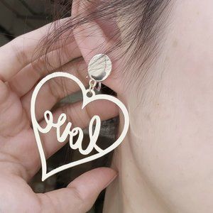 Valentines Earring, LOVE Earring, Metal earring, A gift for her